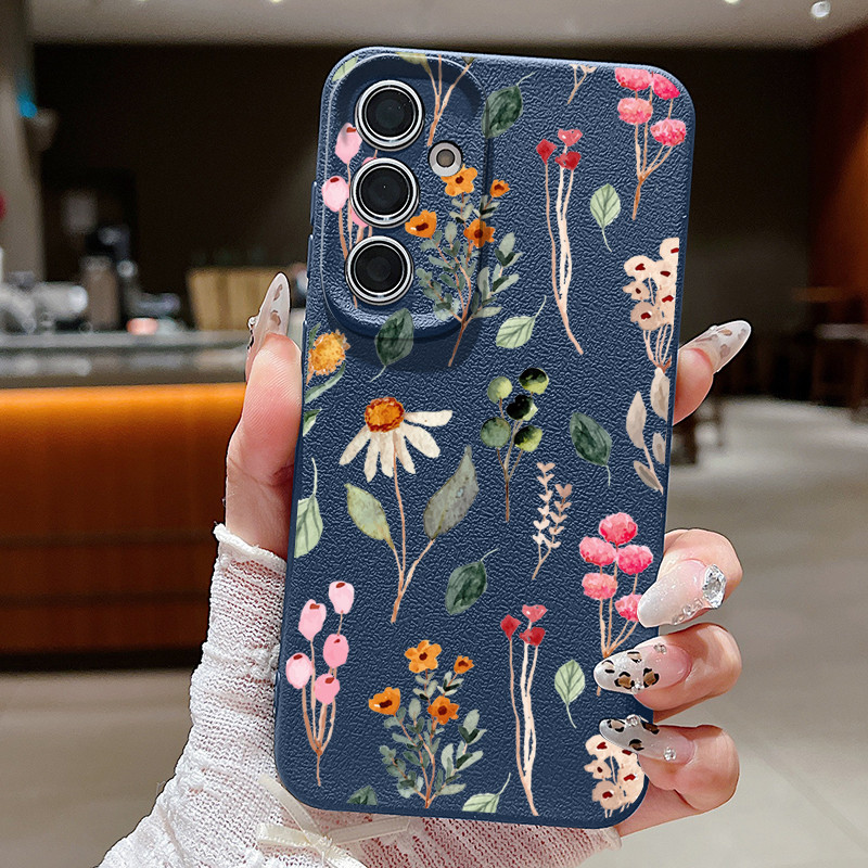 Várias Flores Textura Córtex Embalagem Para Samsung Galaxy S25 S24 S23 FE Ultra Plus Silicone Macio Caso Capa De Telefon em Oferta na Shopee