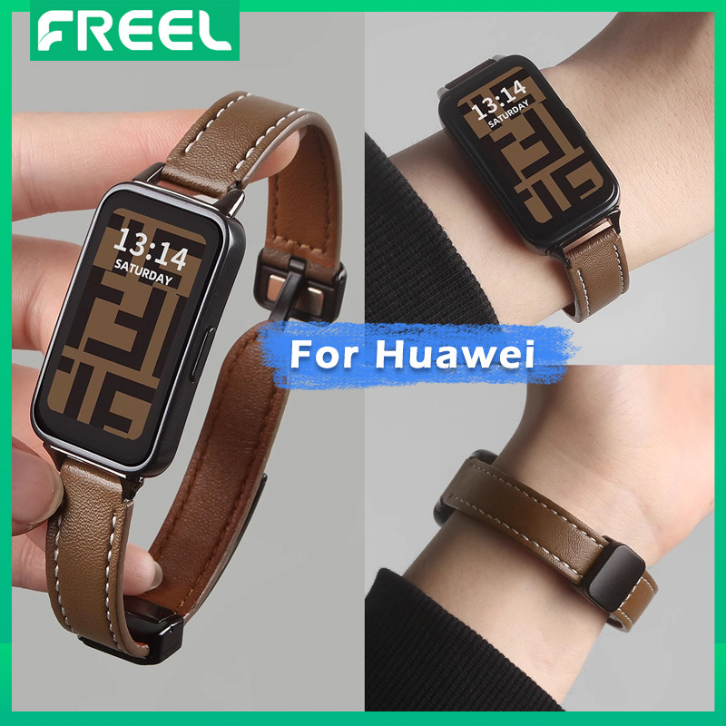 Pulseira De Couro Para Huawei Band 10 9 8 NFC Fivela Magnética Lichee Padrão Watch Fit 3 7 Smartwatch Sport Belt Mulher