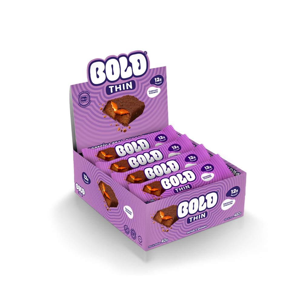 Barra de Proteína BOLD Snacks Thin Caramelo Crocante (12g de Proteína) - Caixa com 12 unidades - Food & Beverages