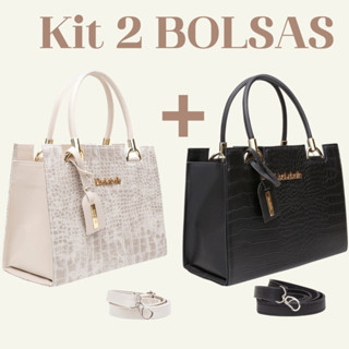 Bolsa Feminina Tote Grande Couro de Mão Transversal e Ombro - KIT COM 2 UNIDADES - escolha as cores em Oferta na Shopee