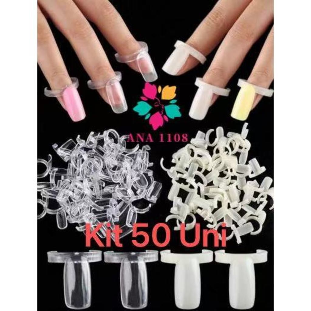 ANA1108 Kit 50/100 UNI Anel Mostruário para Esmaltes 50 Unidades Transparente/BRANCO - Beauty