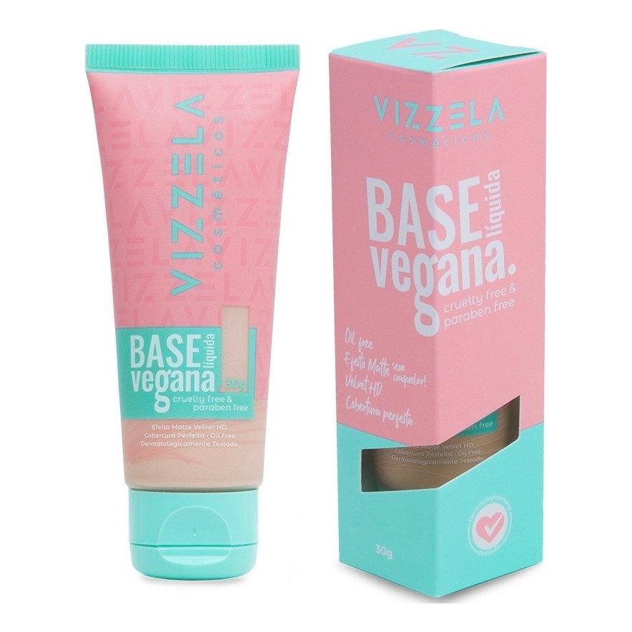 Base Líquida Vegana Vizzela 30ml Acabamento Matte em Oferta na Shopee