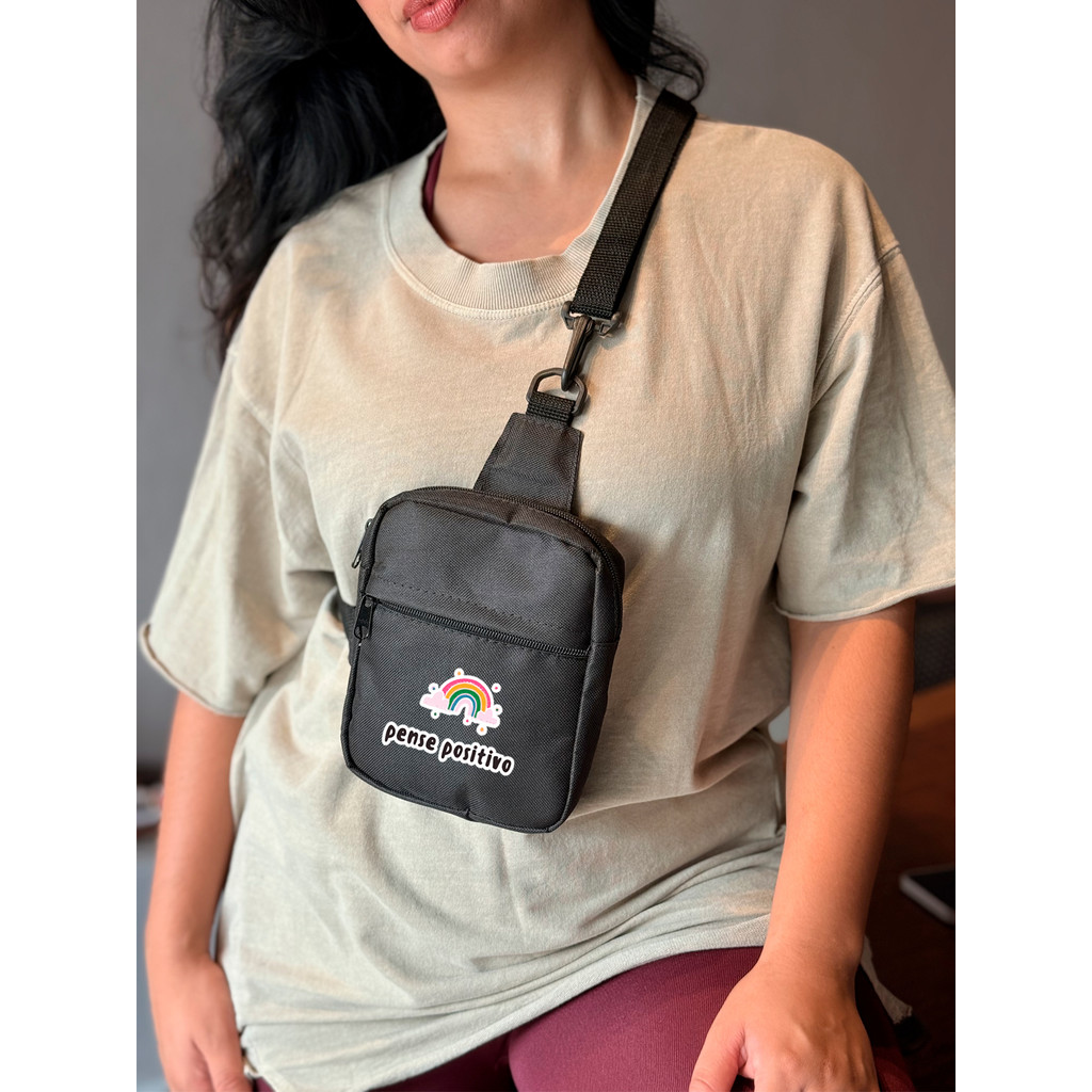 Shoulder 04  - PENSE POSITIVO - Stilo Club Academia Trabalho Escolar Faculdade Viagem Masculino Feminino