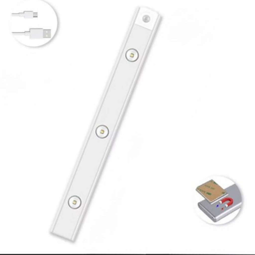 Luminaria Led Sensor Presença Recarregavel Usb Armario 40cm