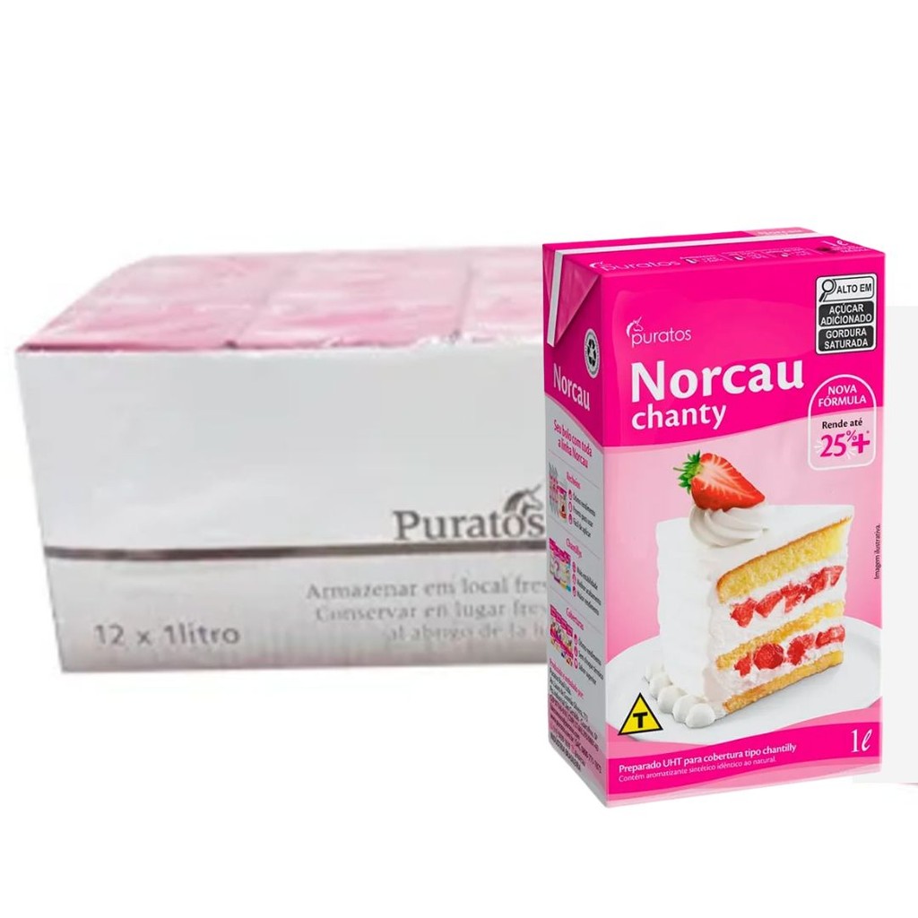 Chantilly Norcau 1L Tradicional Caixa com 12 unidades - Puratos em Oferta na Shopee