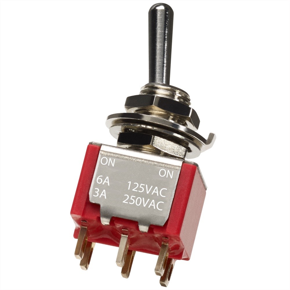 Mini Chave Dpdt Toggle Switch 2 Posições On/On Para Guitarra Contra Baixo