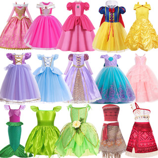 Meninas Sereia Vestidos De Princesa Tinker Sino Vestido Verde Crianças Moana Rzpunzel Aurora Cosplay Roupas De Festa De em Oferta na Shopee