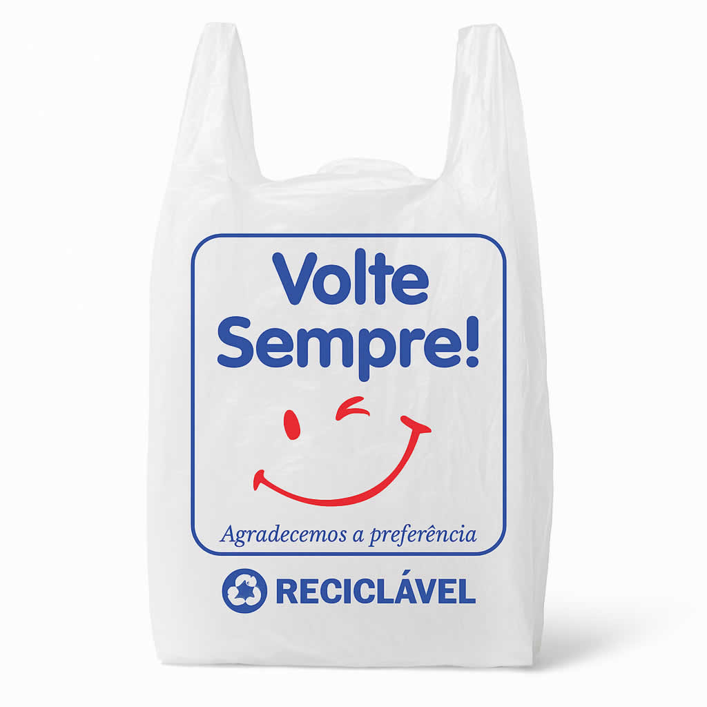 1000 Unidades Sacola Plástica Branca Volte Sempre 38x50 e 30x40 1.4kg