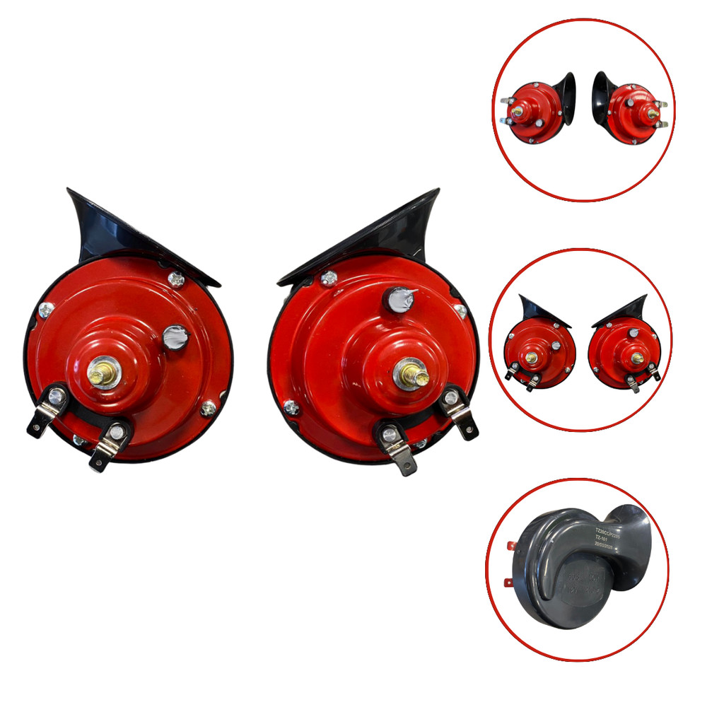Par de Buzinas Ar Caracol Vermelha Moto Carro Van Barco 110db em Oferta na Shopee