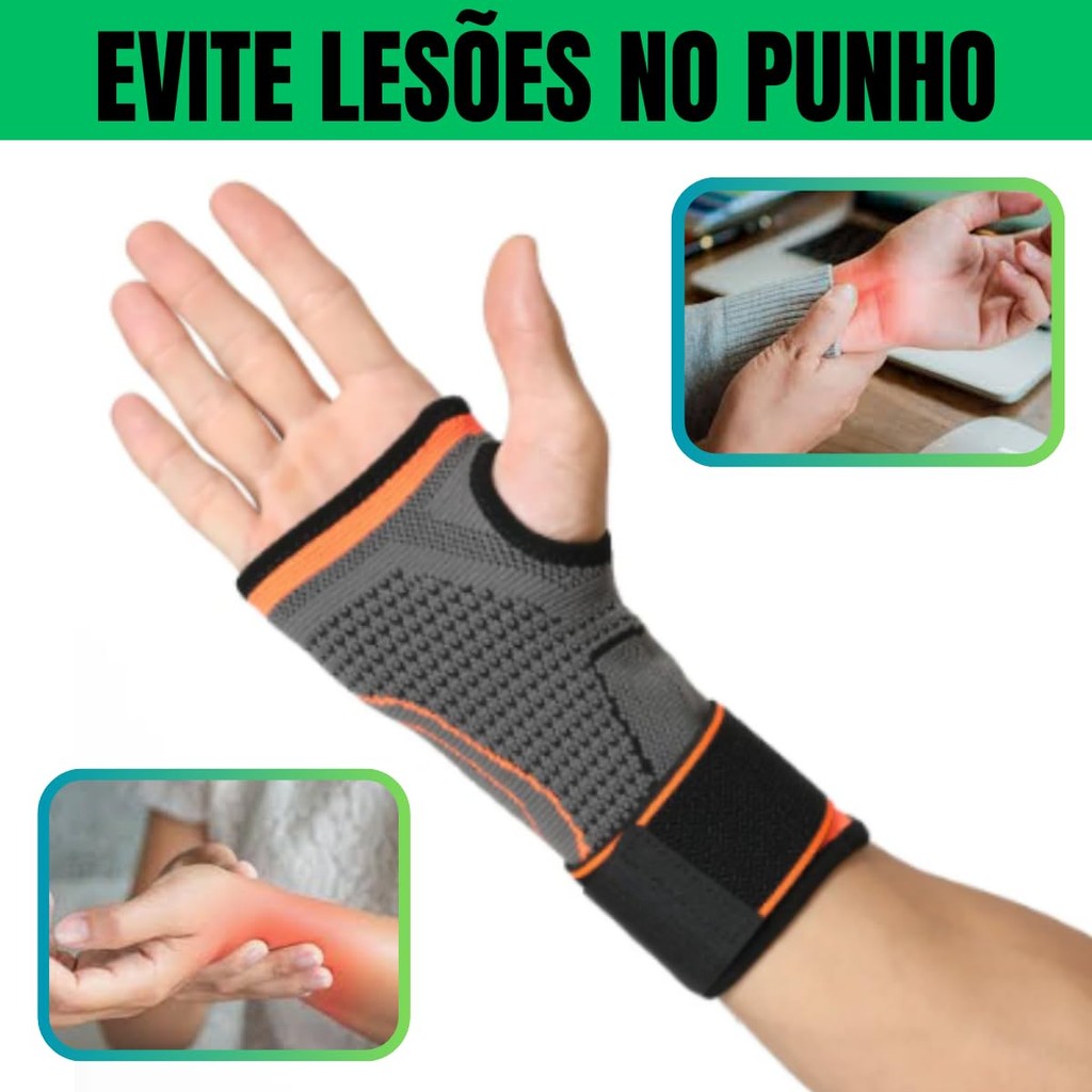 Kit Par 2 Munhequeira Compressão Tendinite Órtese Ajustável Pulso Para Jogador Basquete LE6102