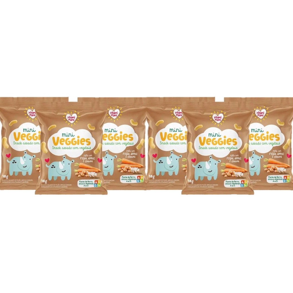 MINI VEGGIES FEIJÃO ARROZ E CENOURA 24x18g - NHAMI MAMI