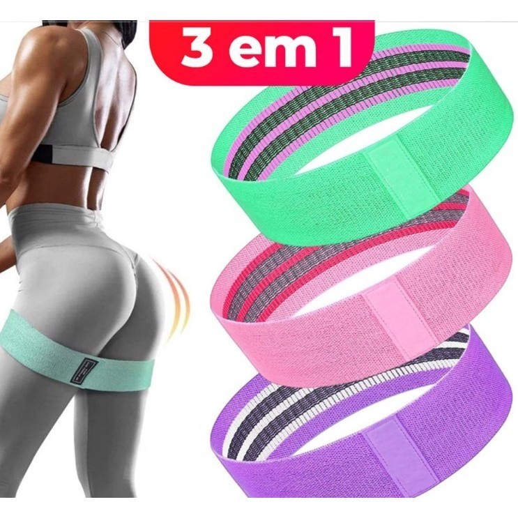 GGUAN Kit 3 Faixas Elásticas De Exercício Hip Resistance Bands Para Malhar em Casa