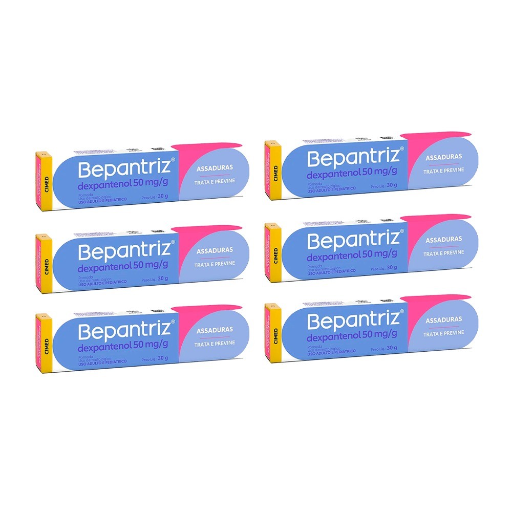 Kit 6 Bepantriz Dexpantenol 50mg Dupla Proteção - 30g - Cimed