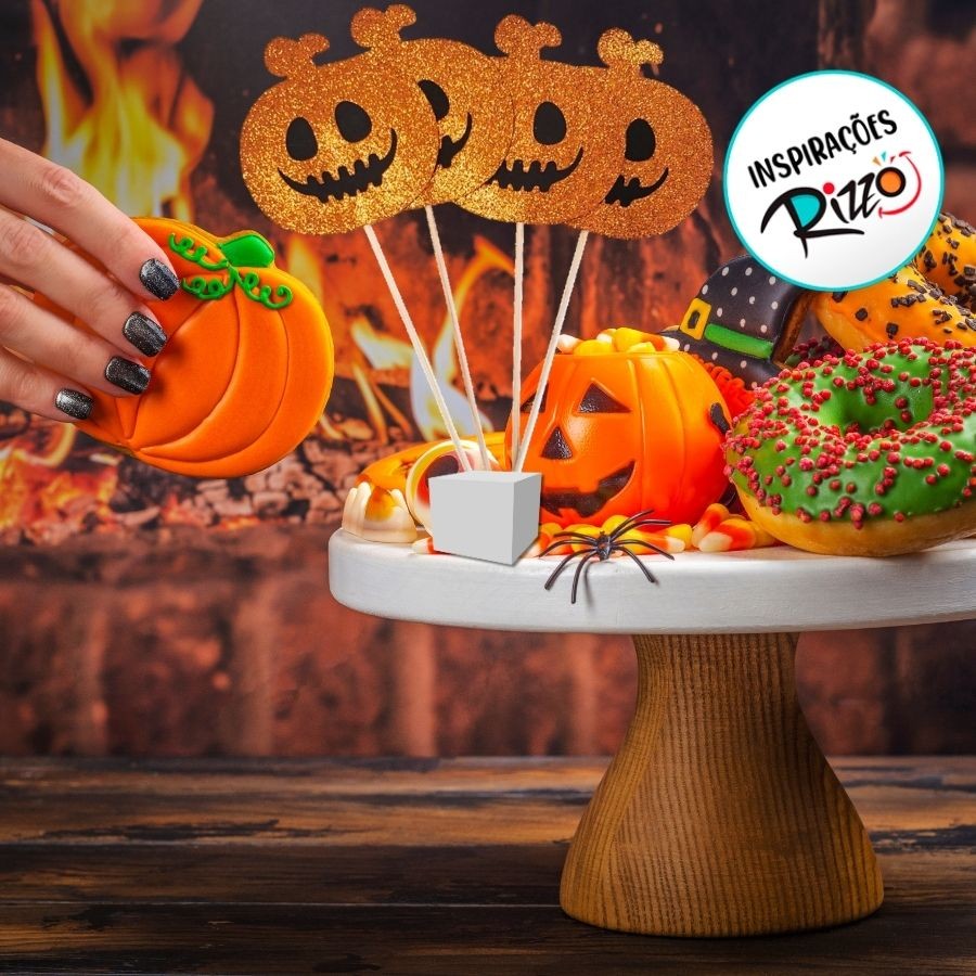 Palito Decorativo Halloween - Abobora - 29cm - 5 unidades - Rizzo · foto 2