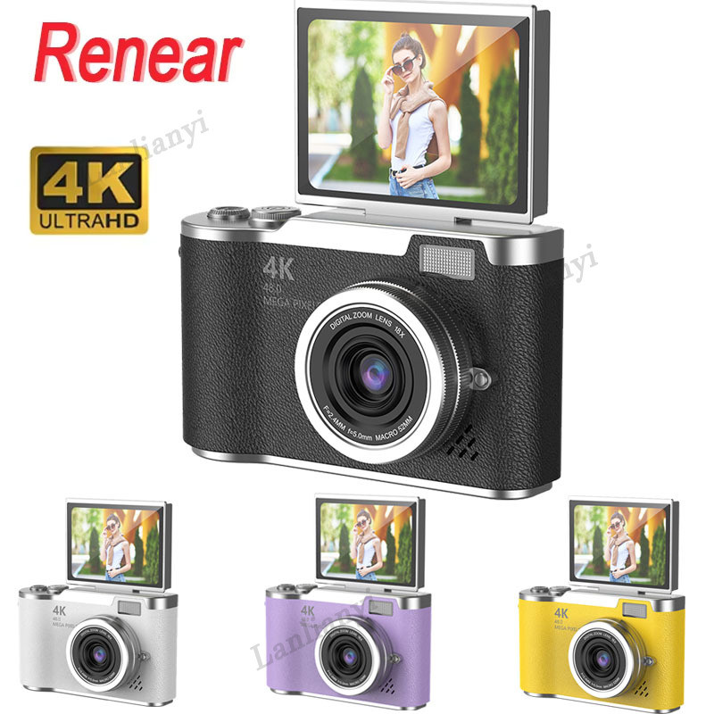Câmera Digital 4K 48MP Fotográfica Filmadora De Vídeo Câmeras Recarregáveis Tela De 2.4 Polegadas Para Crianças Adultos 