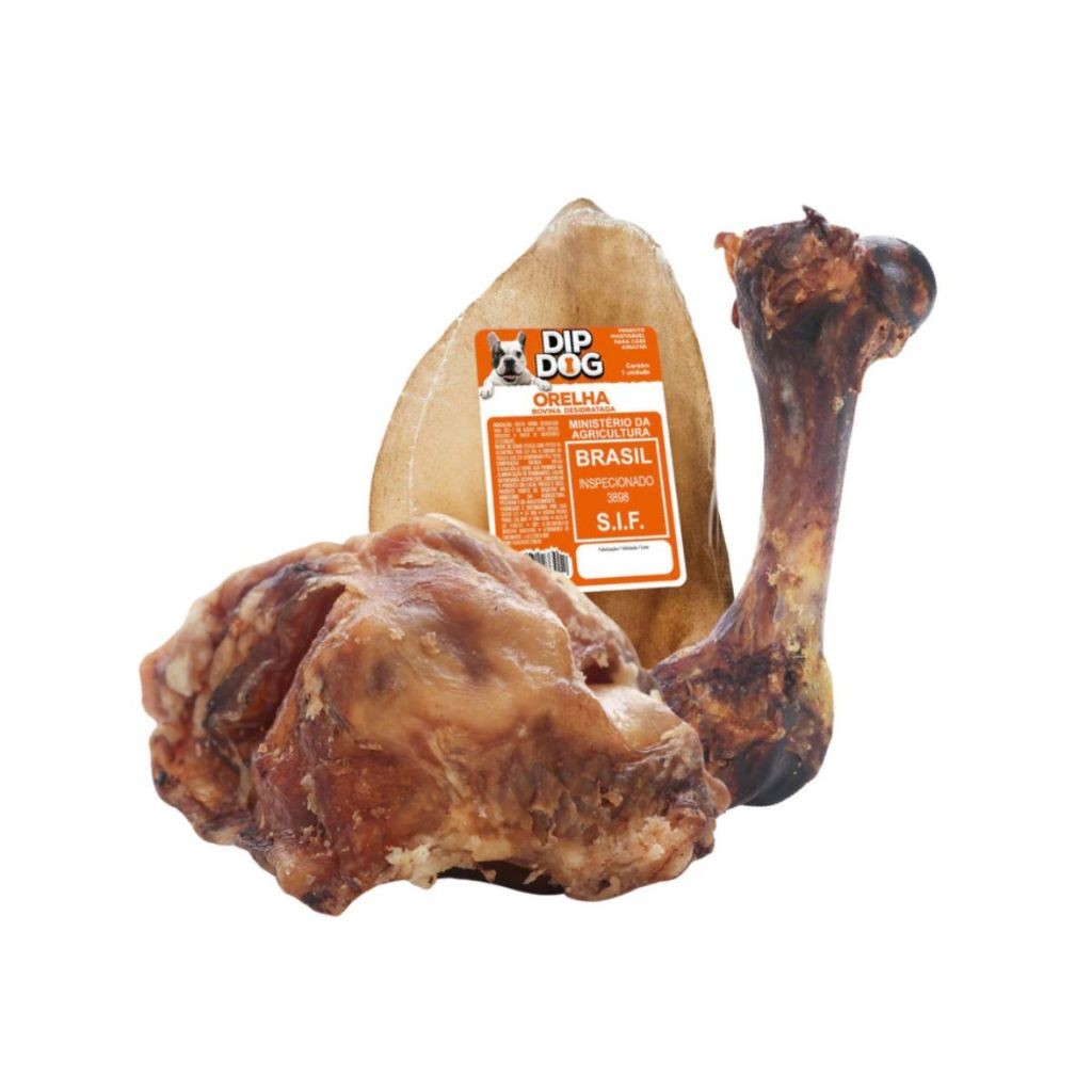 Kit Petisco para caes Osso mordedor Orelha Bovina femur suino desidratado 100% natural em Oferta na Shopee