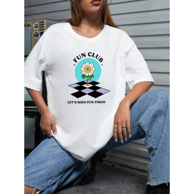 Blusa Feminina Street Wear Camiseta Oversized Manga Curta Gola Redonda Confortável T Shirt Estilosa