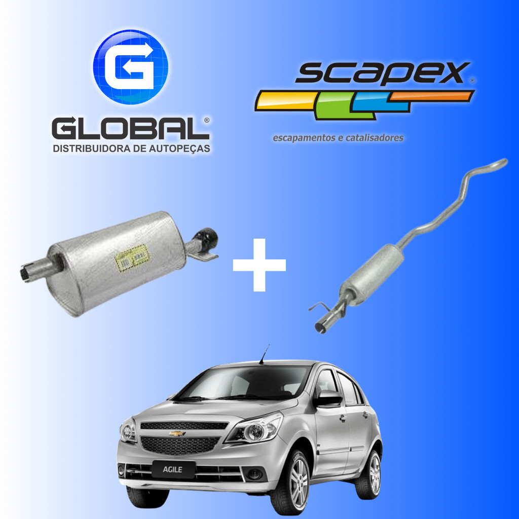 Kit Escapamento Silencioso Traseiro e Intermediario do Agile 1.4 8V Scapex 2009 a 2014 em Oferta na Shopee