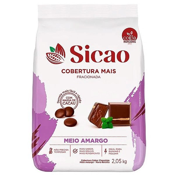 Cobertura Mais Meio Amargo  - Gotas - 2,05 kg  - 1 unidade - Sicao - Rizzo em Oferta na Shopee