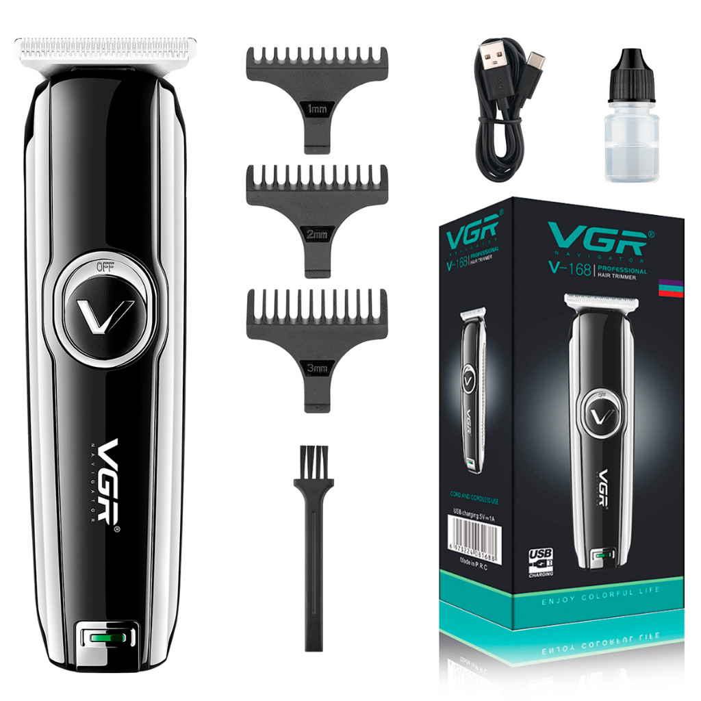 Máquina De Cortar Cabelo Bivolt Led 600mah Com 3 Pente-guia