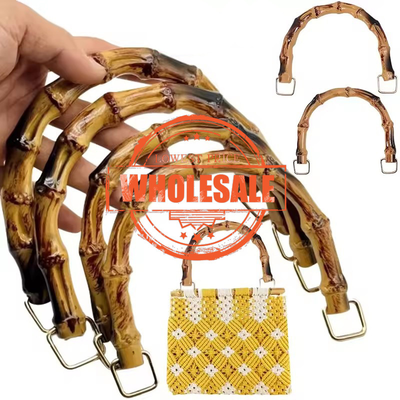 [Melhor Escolha] Alça De Bolsa De Bambu De Simulação Curva DIY-Punho Semicírculo Retrô-Alavanca De Mão De Plástico Conec