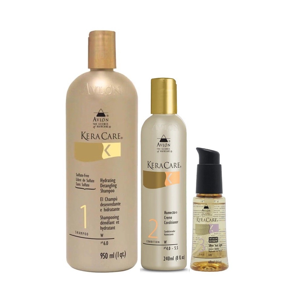 Kit Avlon KeraCare Hydrating Detangler Shampoo 950ml + Humecto 240ml + Silken Seal Light 60ml