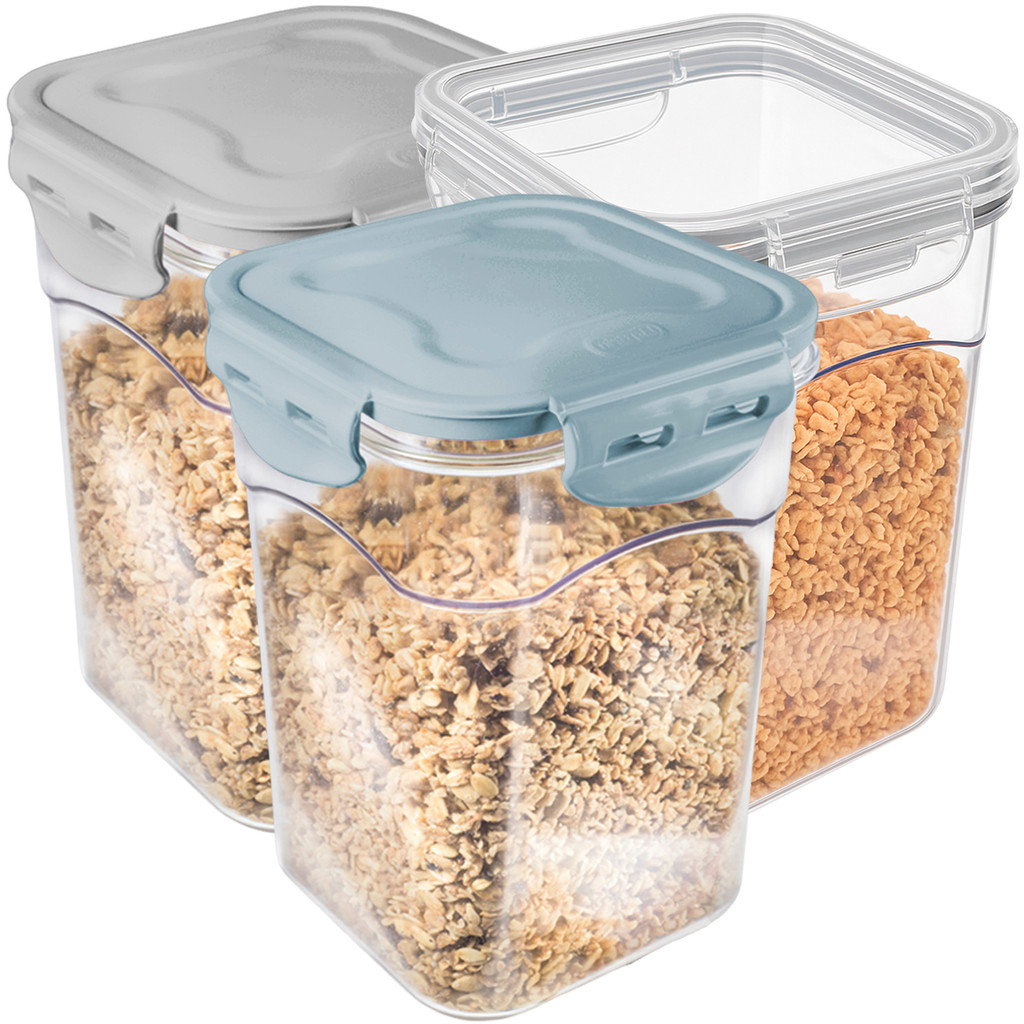 Porta Alimentos Pote 100% Hermético Veda Tampa Trava Conserva Cristal 1,5 Litros Médio Lig Brin