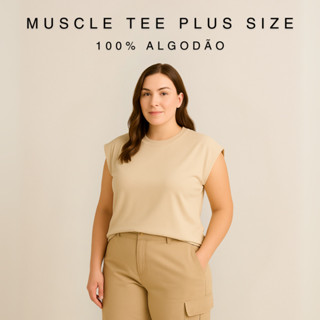 Blusa Regata Muscle Tee Feminina PLUS SIZE  G1 G2 G3  Algodão Manga Japonesa Soltinha Confortável Verão Treino Trabalho em Oferta na Shopee