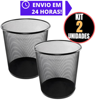 Kit 2 Lixeiras 10 Litros De Metal Aramado Cesto Lixo Reforçado Para Escritorio Casa Quarto Banheiro em Oferta na Shopee