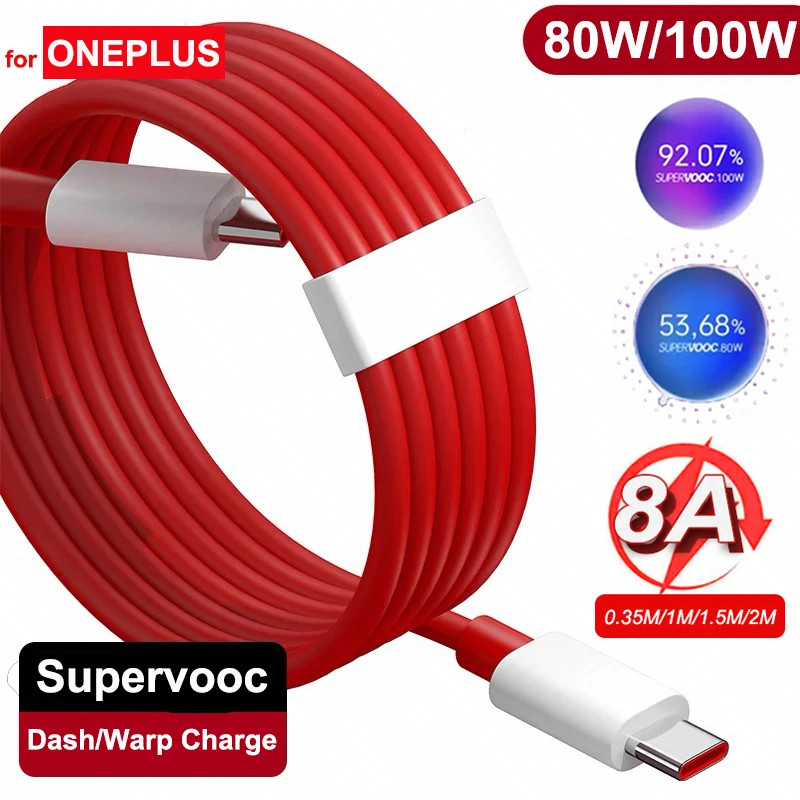 Oneplus 11 10 Pro Cabo Original 100W 8A Supervooc Urdidura USB Tipo C Carregador De Carregamento Rápido Um plus 10t 9 9R
