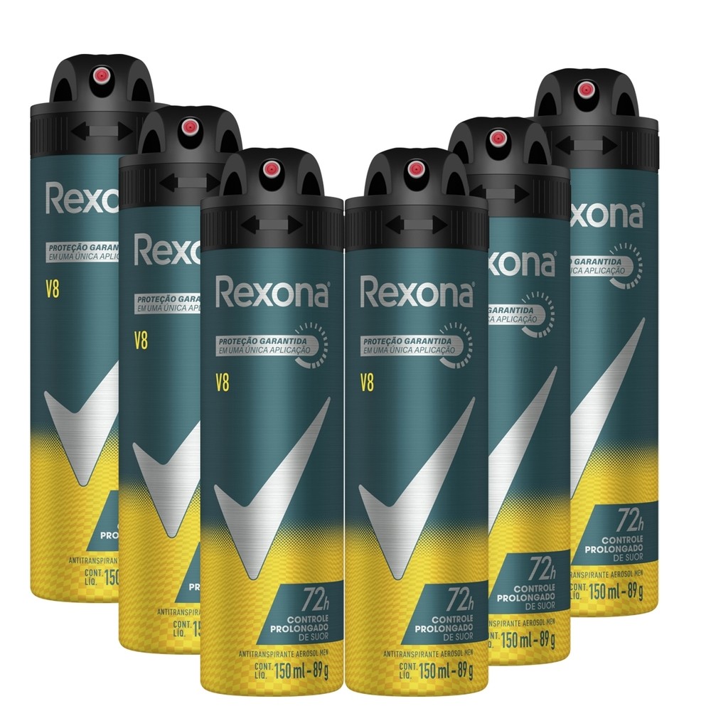 Kit 6 und Desod Aero Rexona Masculino V8 150ml em Oferta na Shopee