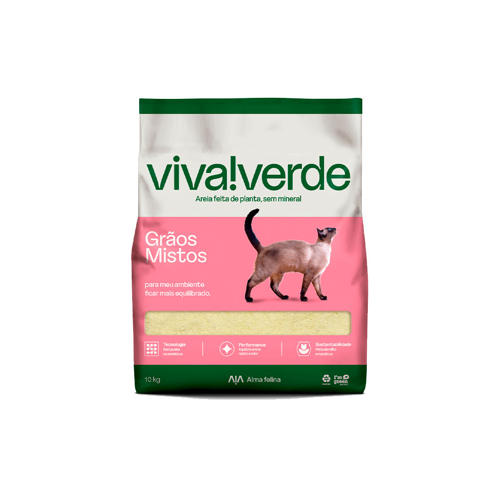 Areia Higiênica Viva Verde Grãos Mistos para Gatos 10Kg em Oferta na Shopee