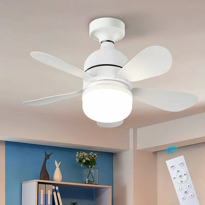 Ventilador de teto Com Luz para Pequenos Espaços (6 Hélices) Controle Remoto Bivolt LED 110V-220V
