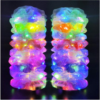 6 Peças De Elásticos De Cabelo Iluminados Por LED , Tiaras De Tecido De Malha De Meteoro Multicoloridas Com 3 Modos De I em Oferta na Shopee