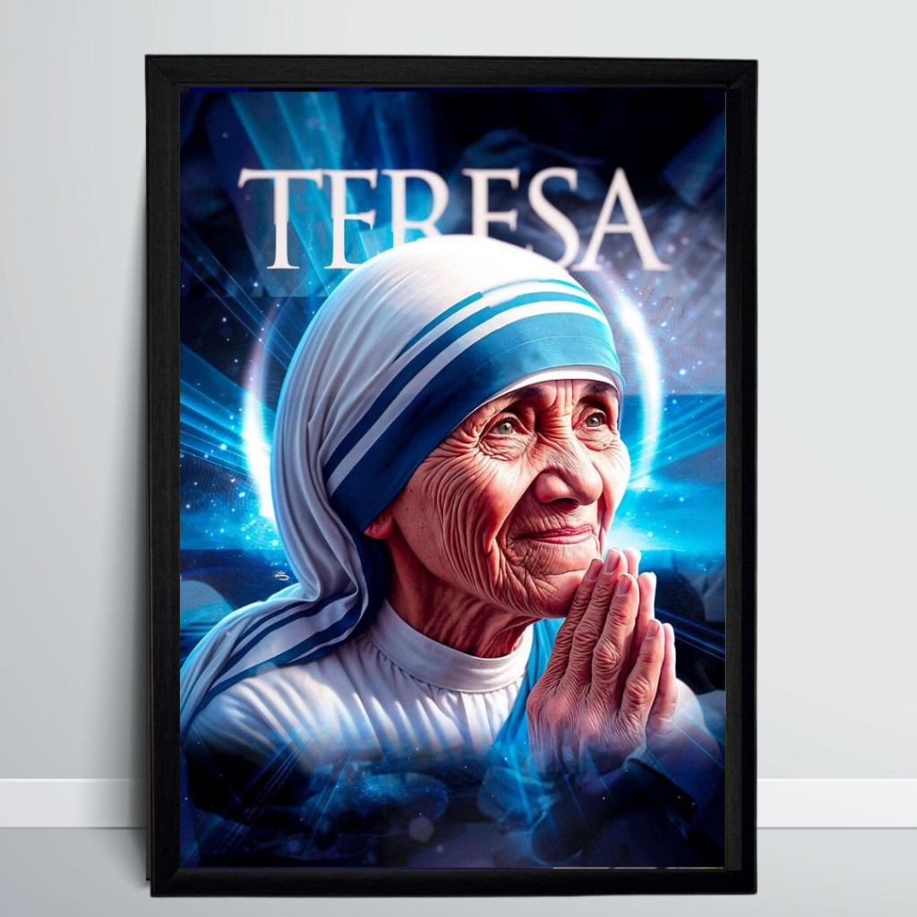 QUADRO CATÓLICO MADRE TERESA DE CALCUTÁ C/MOLDURA A4