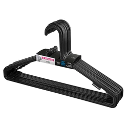 Kit 10 Cabides Adulto Antideslizante Primafer Preto Organização Sanremo