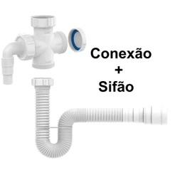 CONEXÃO PIA MAQUINA LAVAR LOUÇA ROUPA E CRUZETA 1.1/2 E SIFÃO BRANCO 70 CM