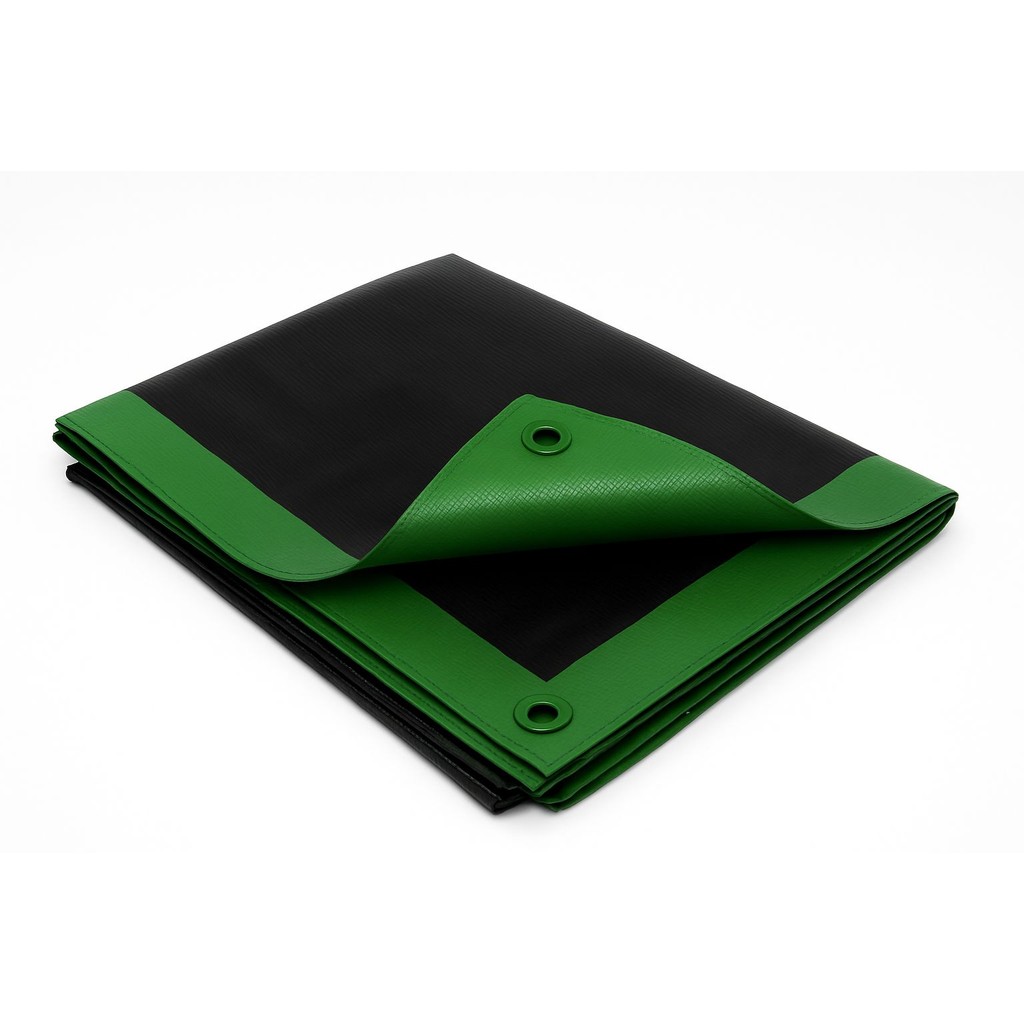 LONA PVC EMBORRACHADA VINIL ANTICHAMAS 4X4 VERDE/PRETA COM BAINHA E ILHOS 500 MICRAS