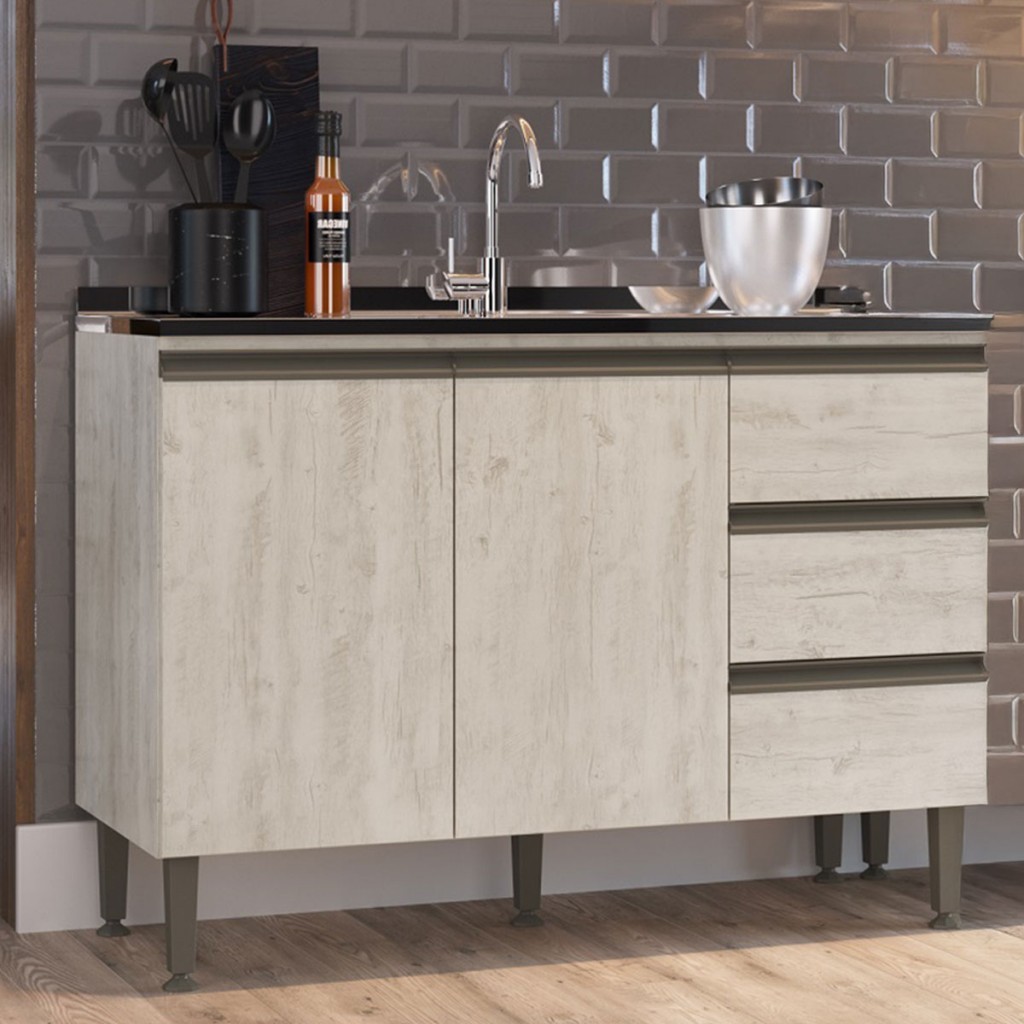 Balcão de Cozinha Greta 2 Portas 3 Gavetas - IRM Móveis em Oferta na Shopee