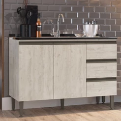 Balcão de Cozinha Greta 2 Portas 3 Gavetas - IRM Móveis