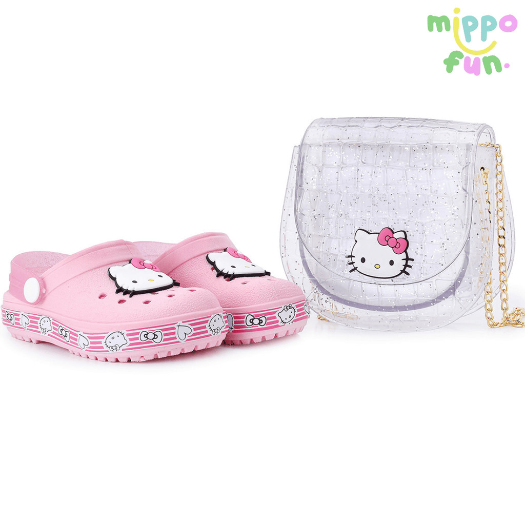 Kit Babuche com Bolsa Hello Kitty Infantil Rosa e Charmosa