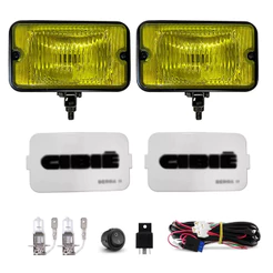 Kit Farol Milha Auxiliar Amarelo Quadrado Capa Sierra I I