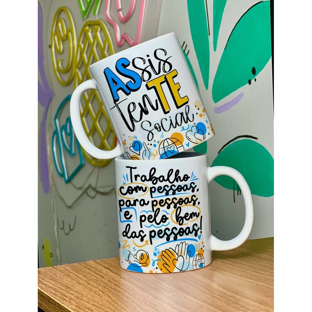 CANECA PORCELANA 325ML - PROFISSÕES - ASSISTENTE SOCIAL