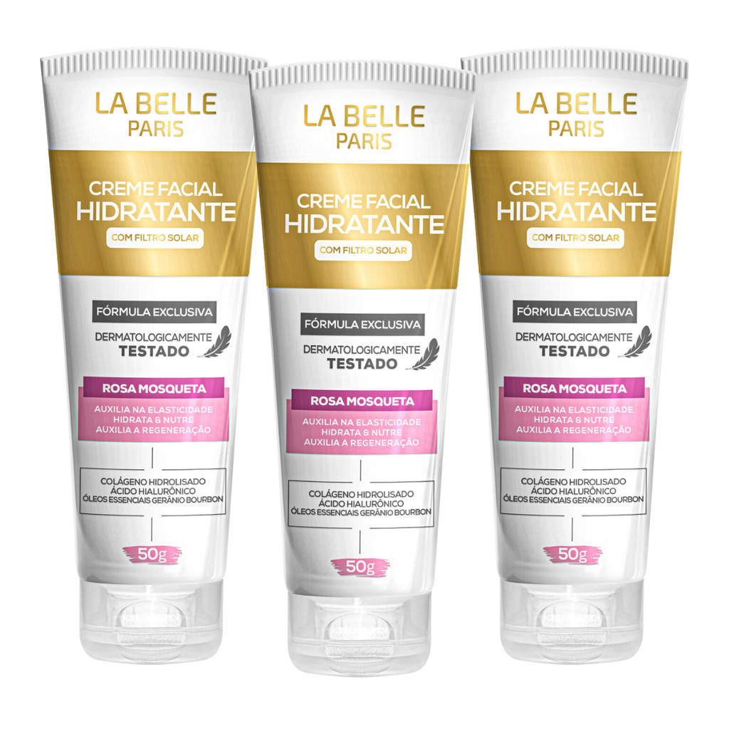 Kit 3 Un Creme Facial Hidratante 50g Com Filtro Solar La Belle Paris