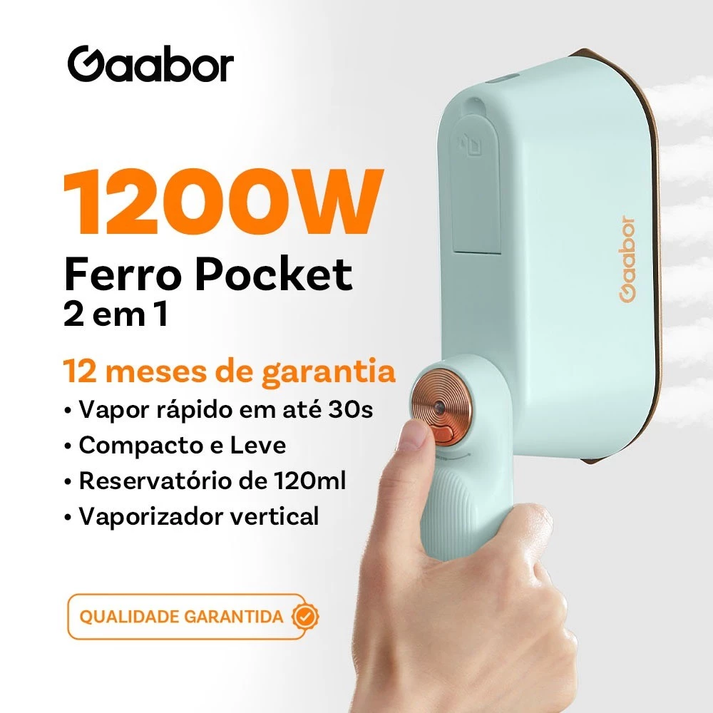 Gaabor Ferro Vaporizador Portátil Aquecimento Rápido Tamanho Pequeno Fácil de Guardar Vapor Top Clean HM-M01A