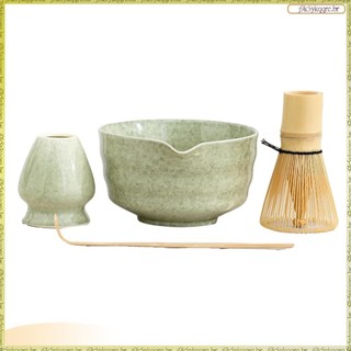[Lan] Conjunto Matcha , De Chá Japonês Inclui Tigela Com Bico , Suporte De Bambu E Colher