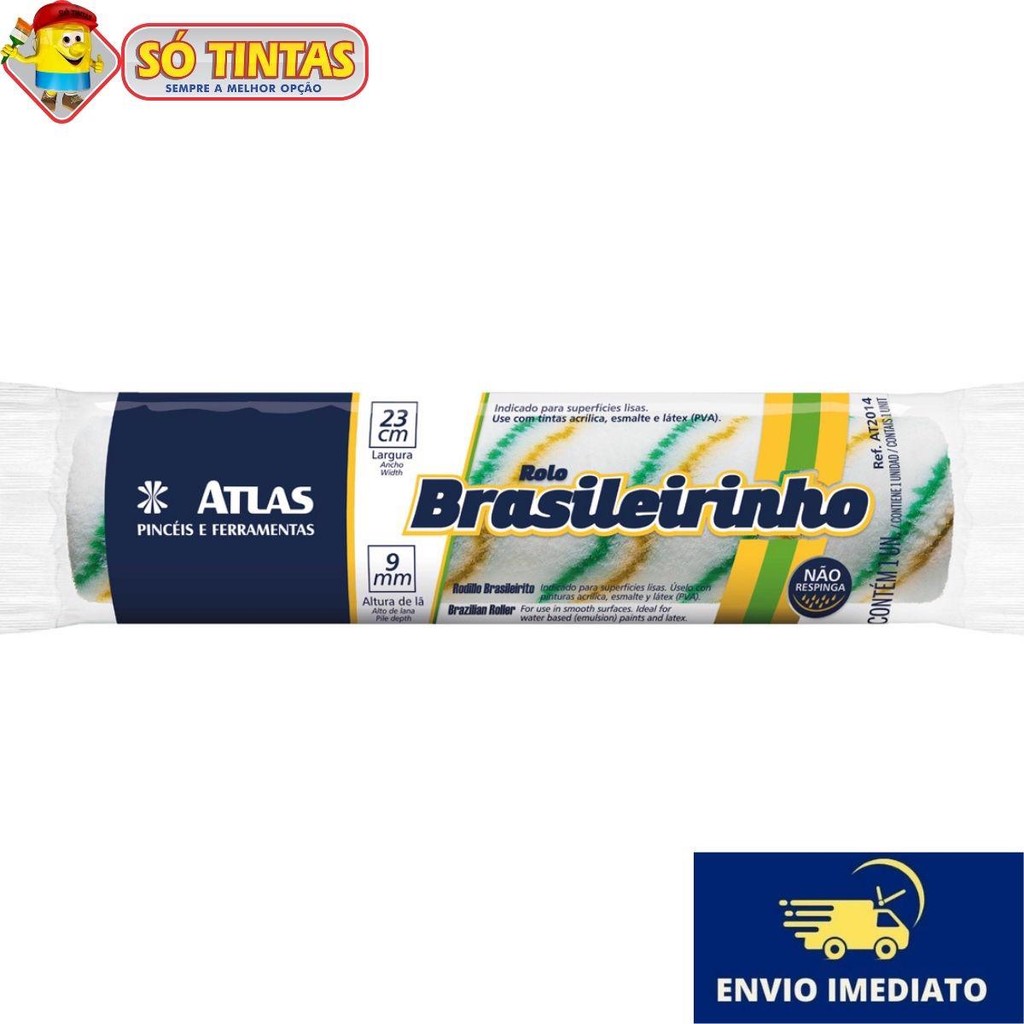 Rolo de Pintura Brasileirinho AT2014 Atlas 23cm Indicado para Tintas Acrílica, Látex e Esmalte. em Oferta na Shopee