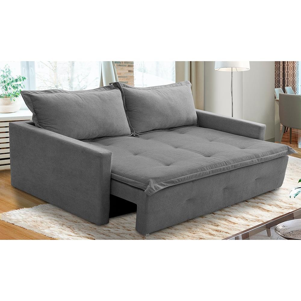 Sofá Sem Caixa Retrátil e Reclinável 1,65m com Molas Maísa Boucle Adonai Estofados - Home & Living
