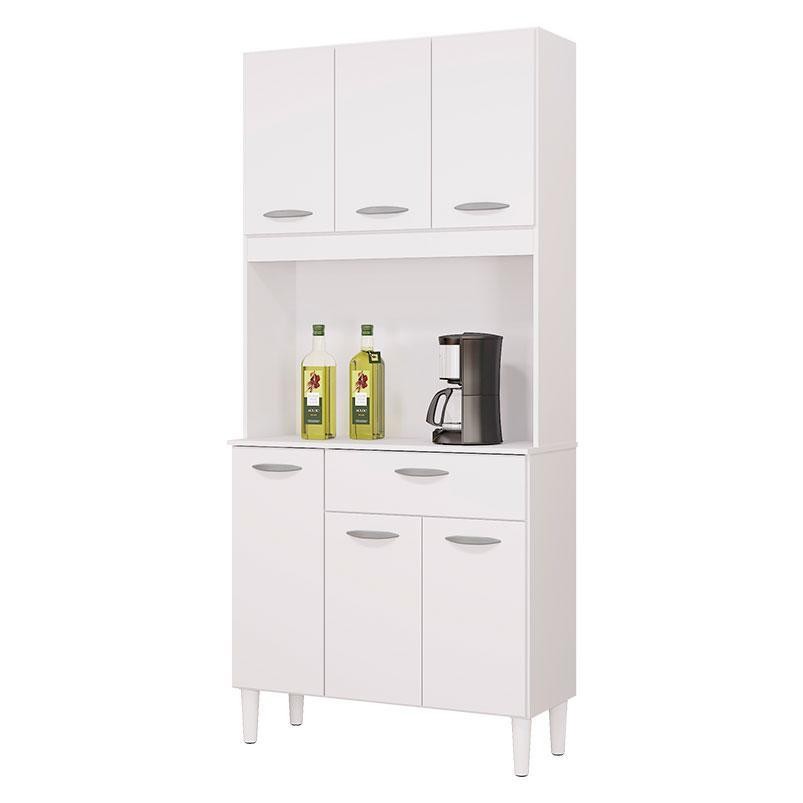 Cozinha Kit Cassia 6 Portas Branco  - Poquema em Oferta na Shopee