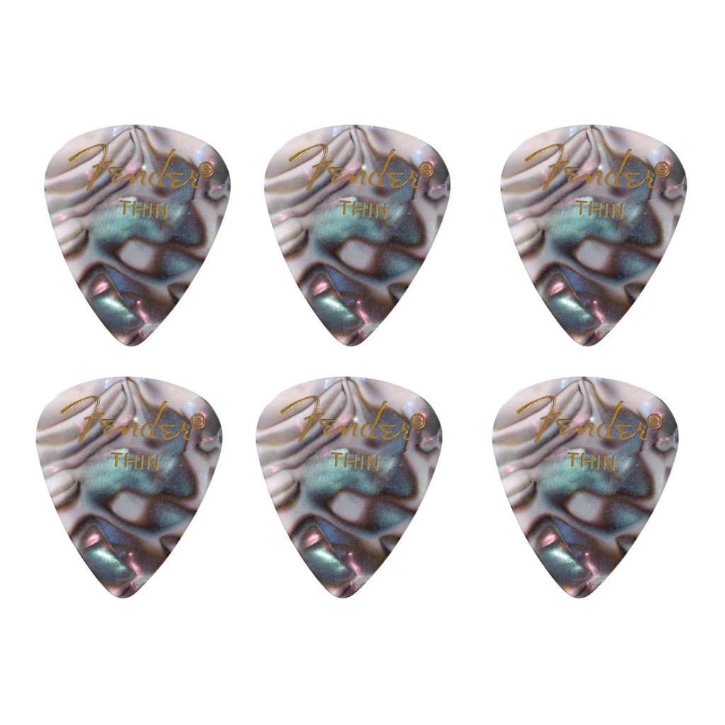 Kit 06 Palhetas Fender Thin Celuloide Premium 351 Shape Abalone